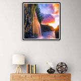 Full Drill - 5D DIY Diamond Painting Kits Spectacular Waterfall Sunset View - NEEDLEWORK KITS