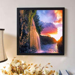 Full Drill - 5D DIY Diamond Painting Kits Spectacular Waterfall Sunset View - NEEDLEWORK KITS